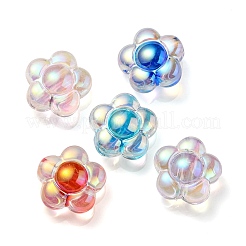 UVメッキレインボー虹色透明アクリルビーズ  ツートン  花  ミックスカラー  15.5x16x9mm  穴：3mm&nbsp;OACR-C007-11