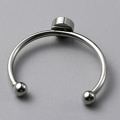 304ステンレススチールカフリング部品  201ステンレススチールトレイとビーズ付き  ステンレス鋼色  usサイズ7 1/4(17.5mm)  トレイ：4mm&nbsp;FIND-WH0129-74A-P