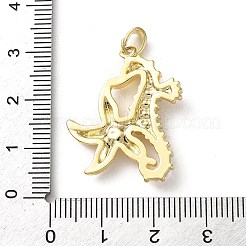 プラスチック模造パールのペンダント  タツノオトシゴとヒトデ  真鍮パーツ  ゴールドカラー  29x23.5x4mm  穴：4.5x3mm&nbsp;KK-P320-01E-G