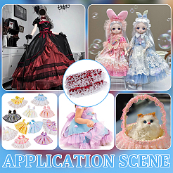 ポリエステルフリルトリミング1個  人形の服用  ロリータコスチュームアクセサリー  レッド  1-5/8インチ（41.5mm）&nbsp;DIY-ME0003-35A