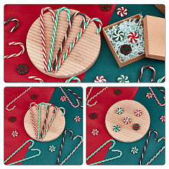 クリスマスペンダントディスプレイデコレーションのDIY  プラスチックビーズとキャンディケインの大きなペンダントを含む  伸縮性のある糸  メタリックコード  ミックスカラー  1~154x1~35x1~6.5mm&nbsp;DIY-GA0004-81