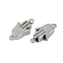 304ステンレススチールコネクタチャーム  手のひらリンク  アンティークシルバー  15x7.5x3mm  穴：1mm&nbsp;STAS-F310-24AS