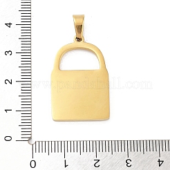 304ステンレススチールチャーム  ラインストーンとエナメル  18KGP本金メッキ  ブラック  正方形  29x18.5x2mm  穴：6.5x4mm&nbsp;LS-STAS-M341-02G-01
