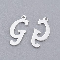 ステンレスペンダント201個  文字L  銀色のメッキ  文字.g  18x8x1mm  穴：1mm&nbsp;X-STAS-O098-03S-G