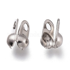 変色しにくい304ステンレススチールボールチープ  カロット終了  クラムシェルノットカバー  ステンレス鋼色  6.5x3.5mm  穴：1.4mm  内径：2.5mm&nbsp;STAS-A050-D-P