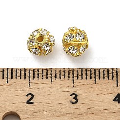 6mmの真鍮クリスタルラインストーンビーズ  ラウンド  ジュエリープロジェクト向け  ゴールドカラー  6x6.5mm  穴：1.2mm&nbsp;KK-S519-01A-02G