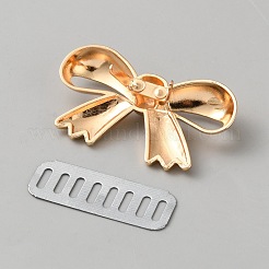 蝶結びの合金装飾バックル  鉄シム付き  バッグの装飾に  ライトゴールド  26x45x7mm&nbsp;FIND-WH20042-37KCG