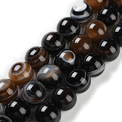 天然の瑪瑙ビーズ連売り  縞瑪瑙ビーズ  染め＆加熱  ラウンド  13mm  穴：1.8mm  約31個/連  15.63''（39.7センチメートル）&nbsp;G-NH0019-F01-01