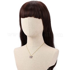5個5色のガラスバタフライペンダントネックレスセット、304ステンレススチールサテライトチェーン付き、女性用  ミックスカラー  17.80インチ（45.2cm）  1pc /カラー&nbsp;NJEW-JN04146