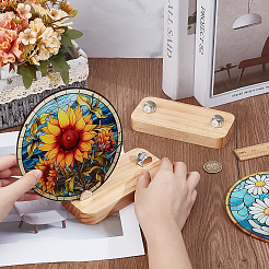 松材のディスプレイスタンド  桃パフ  14.95x6.95x3.4cm&nbsp;DIY-WH0699-08C