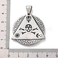 304ステンレスペンダント  樹脂ナザールボンジュウで  フラットラウンド  アンティークシルバー  三角形  39x36x4mm  穴：9x5mm&nbsp;STAS-U021-07AS-01