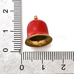 304ステンレススチールエナメルチャーム  18KGP本金メッキ  鐘のチャーム  レッド  13.5x13.5x13.5mm  穴：1.8mm&nbsp;STAS-D310-04G-01