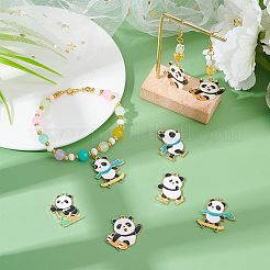 20個5スタイルラックメッキ合金エナメルペンダント  カドミウムフリー＆ニッケルフリー＆鉛フリー  ライトゴールド  パンダ  ミックスカラー  27~31x22x2mm  穴：2mm  4個/カラー&nbsp;ENAM-NB0001-87