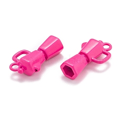 スプレープリント真鍮製ペンダント  ティーポット  ショッキングピンク  18x10.7x6mm  穴：2mm&nbsp;KK-P196-C04