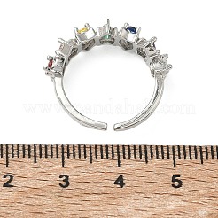 女性用真鍮マイクロパヴェキュービックジルコニアカフオープンリング  ティアドロップ  カドミウムフリー＆鉛フリー  ラックめっき  長持ちメッキ  プラチナ  6.5mm  内径：17mm&nbsp;RJEW-C163-08P