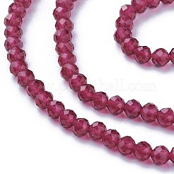カット加工ガラスビーズ連売り  ラウンド  クリムゾン  3~3.5mm  穴：0.5mm  約115~130個/連  14.5~16.1インチ（37~41cm）&nbsp;X-G-F619-09D-3mm