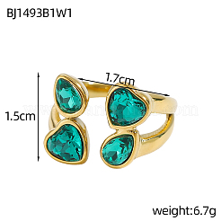 304ステンレススチール製パヴェキュービックジルコニアカフバングル（女性用）  ハート＆ティアドロップ  イオンプレーティング（ip）  長持ちメッキ  18KGP本金メッキ  ミックスカラー  内径：0.67インチ（1.7cm）&nbsp;STAS-OY012-37G