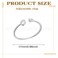 女性用レター真鍮ラインストーンオープンカフリング1個  文字C  内径：17~18mm&nbsp;AJEW-LP0004-47C-S