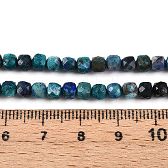 天然クリソコラとラピスラズリビーズ連売り  キューブ  多面カット  染め  4~4.5x4~5x4~5mm  穴：0.9mm  約92~93個/連  14.96~15.35''（38~39センチメートル）&nbsp;G-T141-65