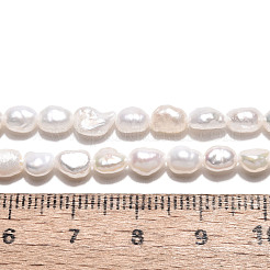 天然養殖淡水パールビーズ連売り  研磨両側  乳白色  4~7.5x3.5~6x2.5~4.5mm  穴：0.6mm  約30~32個/連  6.89~7.28インチ（17.5~18.5cm）&nbsp;PEAR-N028-02