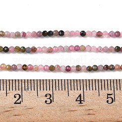 天然のピンクトルマリンビーズ連売り  多面カット  ラウンド  2~3x2~2.5mm  穴：0.2mm  約181~210個/連  15.9~16.3インチ（40.4~41.5cm）&nbsp;X-G-F596-06-2mm