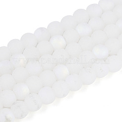 つや消し模造ヒスイガラスビーズ連売り  ラウンド  半分メッキ  ABカラー  雪  6~6.5mm  穴：0.9mm  約67~70個/連  14.57~15.16''（37~38.5センチメートル）&nbsp;GLAA-T032-J6mm-MBB01