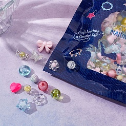 DIYかわいいビーズストレッチブレスレット作成キット  花 & 星 & ちょう結び & ハート & 蝶 & キャンディーアクリルビーズを含む  伸縮性のある糸  カラフル  12x12.5x6mm  穴：2.5mm  ビーズ：150個/袋&nbsp;DIY-SC0020-60A