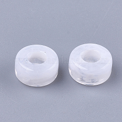 アクリルビーズ  天然石風  コラム  クリア＆ホワイト  9x4.5mm  穴：3.5mm  約1790個/500g&nbsp;OACR-S028-090