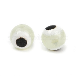 光沢のある不透明アクリルビーズ  丸い目  暗闇で光る  ミックスカラー  6mm  穴：1.6mm&nbsp;LACR-G050-01