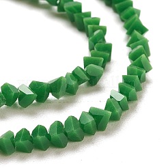 ガラスビーズ連売り  模造翡翠ガラス  多面カット  ポリゴン  濃い緑  2.5x2.5x2.5mm  穴：0.7mm  約132個/連  29cm&nbsp;LS-GLAA-L031-01-C12