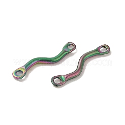 イオンプレーティング（IP）304ステンレススチールリンクコネクタチャーム  ツイストバー  虹色  14x2.5x1.2mm  穴：1.2mm&nbsp;STAS-Q323-12MC