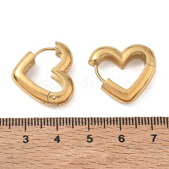 304ステンレススチールフープピアス  ハート  イオンプレーティング（ip）  ゴールドカラー  21x20x6mm&nbsp;SA-CBA46AF-26G-02