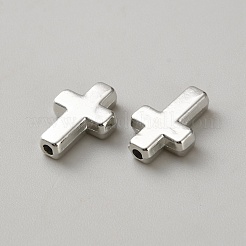 樹脂ビーズ  クロス  銀  13x9x3mm  穴：1.6mm&nbsp;RESI-WH0028-26B