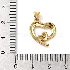 真鍮透明ガラスペンダント  ハート  18KGP本金メッキ  19.5x16x3mm  穴：4x3mm&nbsp;KK-M099-06G
