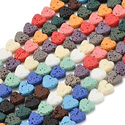 合成溶岩岩ビーズ連売り  染め  ハート  ミックスカラー  5.5~6x6.5x3mm  穴：0.7mm  約65個/連  14.80''（37.6センチメートル）&nbsp;G-A317-C01-01