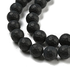 ナチュラルブラックオニキスビーズ連売り  多面カットラウンド  染め＆加熱  艶消し  8mm  穴：1mm  約49個/連  15.1インチ&nbsp;G-D710-8mm-06