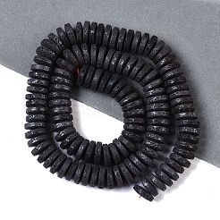 艶消し天然溶岩石ビーズ連売り  ディスク  ヒシビーズ  10x3.5mm  穴：1.4mm  約121個/連  15.55''（39.5センチメートル）&nbsp;G-E618-07