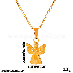 304ステンレススチール製エンジェルペンダントネックレス（女性用）  18KGP本金メッキ  17.72インチ（45cm）&nbsp;ZT5384-2