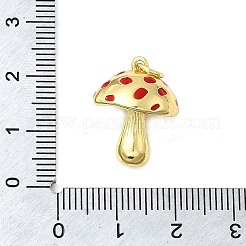 真鍮チャーム  キノコ  エナメル  18KGP本金メッキ  丸カン付き  レッド  19x15mm  穴：3.3mm&nbsp;LS-KK-C121-05G