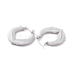 変色しない304ステンレススチール製ダブルリーフラップフープピアス（女性用）  ステンレス鋼色  23.5x22x2mm  ピン：0.8mm&nbsp;EJEW-G293-23P