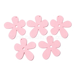 ウッドビッグサイズペンダントトップ  花  染め  ピンク  57x56x2mm  穴：2mm&nbsp;WOOD-P014-T07