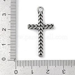 316サージカルステンレスペンダント  クロスチャーム  アンティークシルバー  33.5x17x3mm  穴：2.3mm&nbsp;STAS-G349-21AS