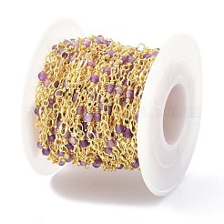 真鍮と天然アメジストの手作りビーズチェーン  スプールで  長持ちメッキ  ハンダ付け  9.5x3.5mm  約10.93ヤード（10m）/ロール&nbsp;CHC-D029-15G-09