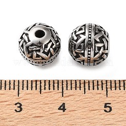 304ステンレススチールビーズ  線模様の丸  ステンレス鋼色  9~10mm  穴：1.5mm&nbsp;SA-CBA043D-01A-AS