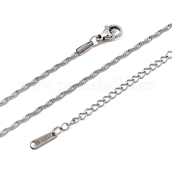 男女兼用 12mm 304ステンレススチールロープチェーンネックレス 1.7個  変色なし  ステンレス鋼色  17.72インチ（45cm）&nbsp;NJEW-H093-13P