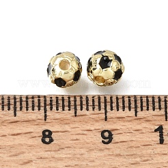 真鍮製エナメルビーズ  サッカー  ゴールドカラー  6mm  穴：1.5mm&nbsp;KK-Z163-06G-A01