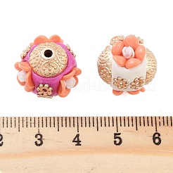 樹脂合金 手作りインドネシアビーズ  花の丸  ミックスカラー  16x17mm  穴：1.8mm&nbsp;FIND-Q106-52