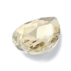 カット加工ガラスラインストーンカボション  後ろ向き  ティアドロップ  黄水仙  40x27x11mm&nbsp;GGLA-C032-09
