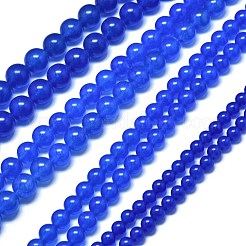 天然石マレーシアジェイドビーズ連売り  染め＆加熱  ラウンド  ダークブルー  6~6.5mm  穴：1mm  約60~62個/連  14.96インチ（38cm）&nbsp;G-L645-C01-6mm-19
