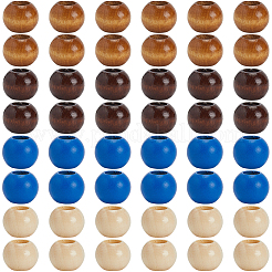 80 個 4 色スプレー塗装ウッドビーズ  ラウンド  ミックスカラー  19~20x16~20mm  穴：9~10mm  20個/カラー&nbsp;WOOD-PA0001-07